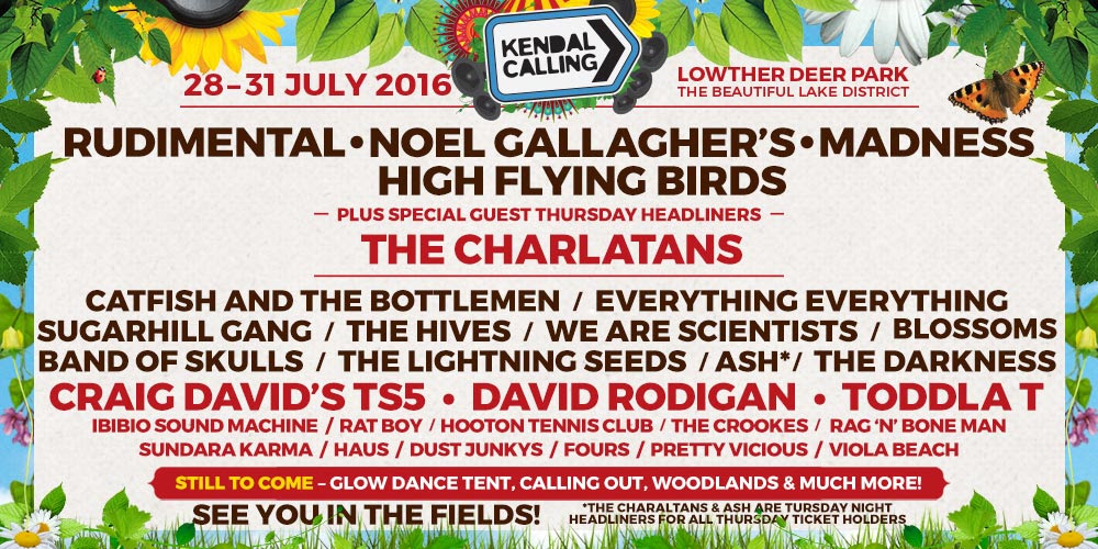 NOEL GALLAGHER’S HIGH FLYING BIRDS, RUDIMENTAL, MADNESS AND THE CHARLATANS, TO HEADLINE KENDAL CALLING 2016